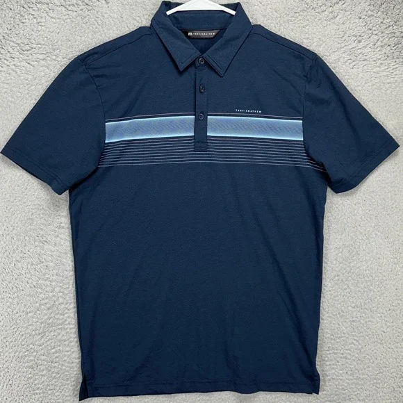 Travis Mathew Mens Golf Polo Shirt Medium Navy Blue Rugby Short Sleeve Stretch